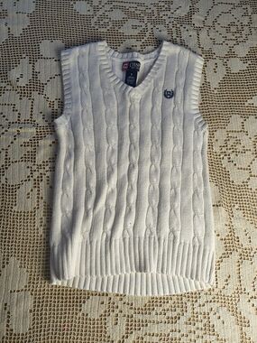 Chaps white cableknit sweater vest little boys size 6